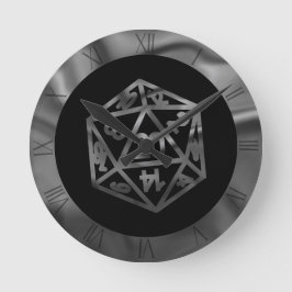 Reloj Redondo Mediano Crit Silver D20 | Dados del jugador de rol de tabl