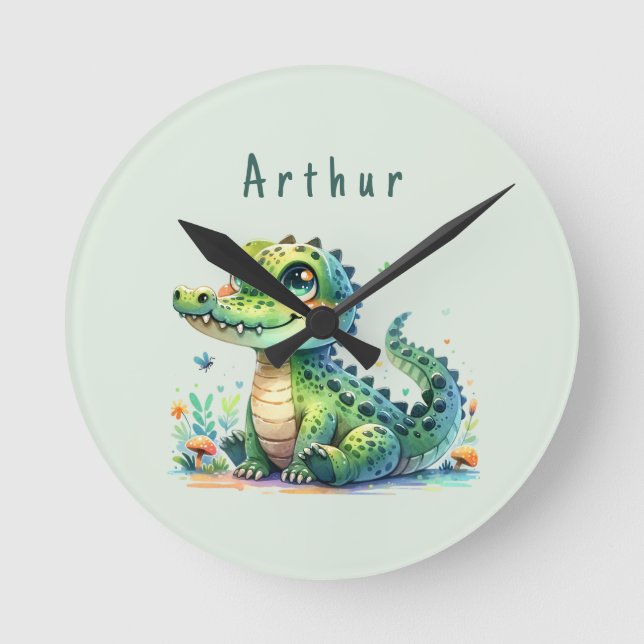 Reloj Redondo Mediano Croc O'Clock: Personalized Jungle Time (Anverso)