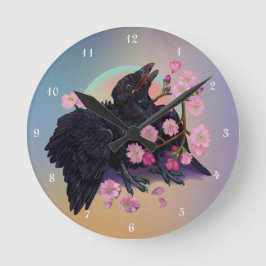 Reloj Redondo Mediano Crow con flores de manzana