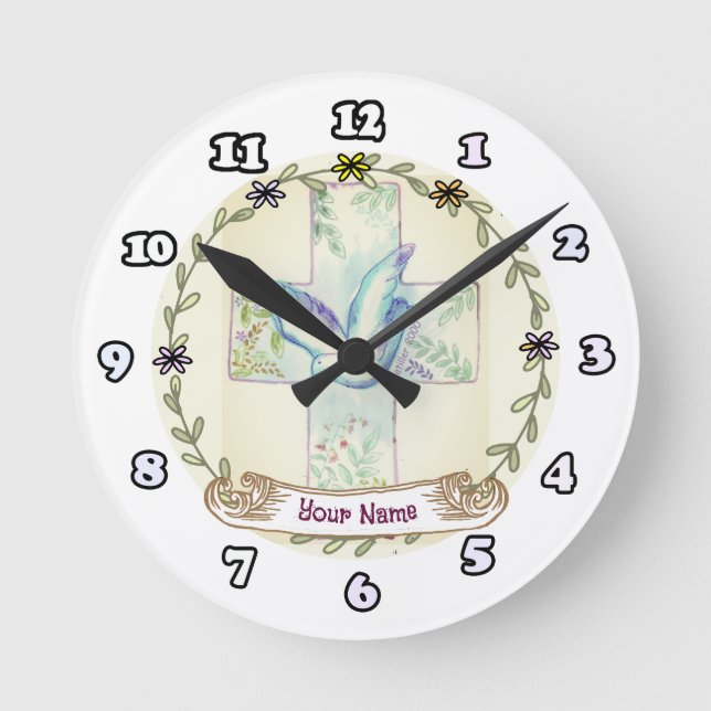 Reloj Redondo Mediano Cruz cristiana Dove (Anverso)