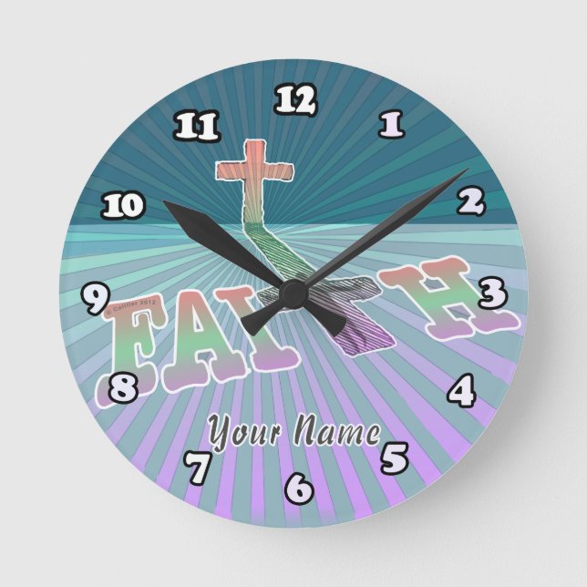 Reloj Redondo Mediano Cruz de Fe (Anverso)