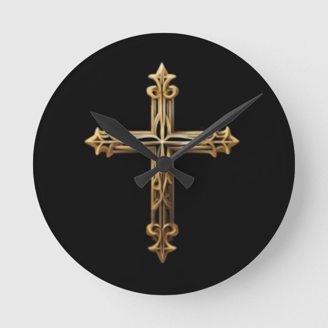 Reloj Redondo Mediano Cruz de oro (Anverso)