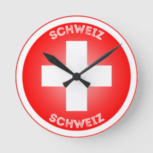 Reloj Redondo Mediano Cruz Suiza Schweiz Forma de Círculo 