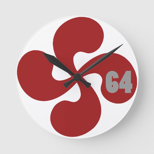 Reloj Redondo Mediano Cruz vasca roja 64 Lauburu (Anverso)