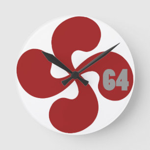 Reloj Redondo Mediano Cruz vasca roja 64 Lauburu