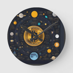 Reloj Redondo Mediano Crytpo - Camisa de Bitcoin - Moon time AI