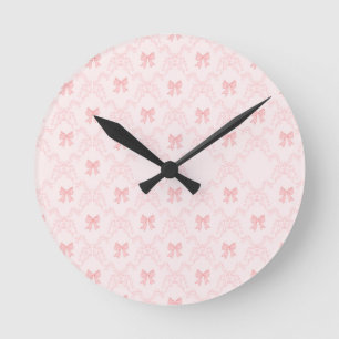 Reloj Redondo Mediano Cuaderno Estético de Lazo Rosa – Diario Femenino y