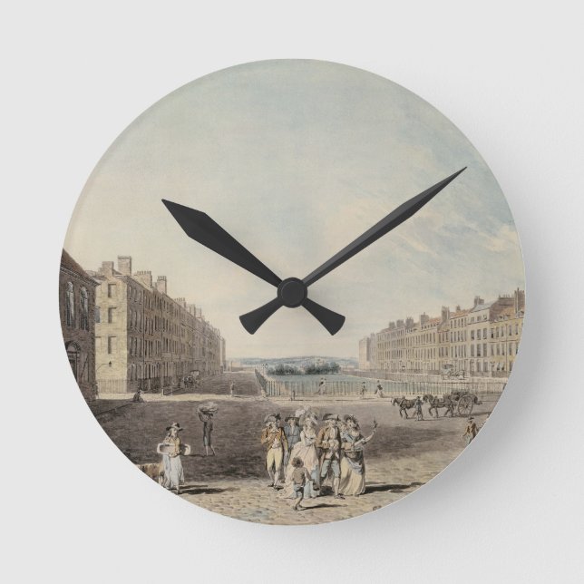 Reloj Redondo Mediano Cuadrado de la reina, Londres, 1786 (w/c y pluma y (Anverso)