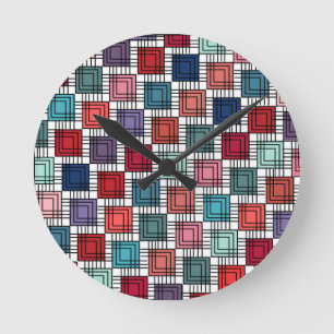 Reloj Redondo Mediano Cuadrados art decó