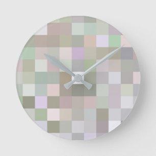 Reloj Redondo Mediano Cuadrados de color pastel