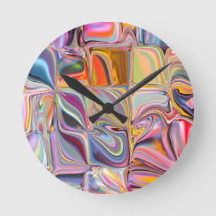 Reloj Redondo Mediano Cuadrados Ondulados del Tiempo