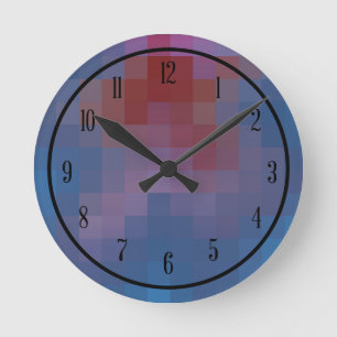 Reloj Redondo Mediano Cuadrados pixelados con números