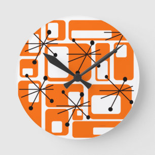 Reloj Redondo Mediano Cuadrados retro