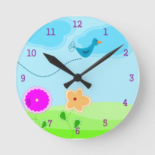 Reloj Redondo Mediano Cuadros de jardín de primavera