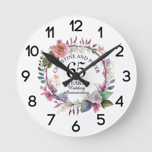 Reloj Redondo Mediano Cualquier boda (65) aniversario floral elegante