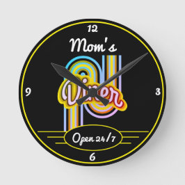 Reloj Redondo Mediano Cualquier Nombre Abierto 24/7 Retro Cincuenta Colo