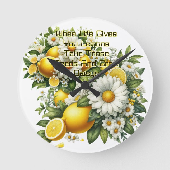 Reloj Redondo Mediano Cuando la Vida te Da Limones  (Anverso)