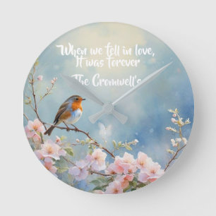 Reloj Redondo Mediano Cuando nos enamoramos fue para siempre. Robin,Flor