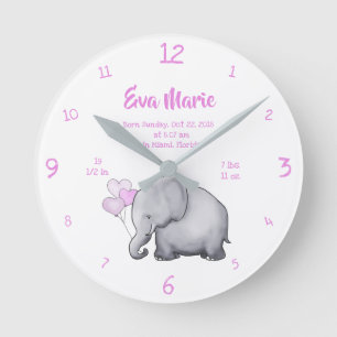 Reloj Redondo Mediano Cuarto de niños del elefante del Stats del