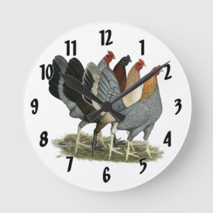Reloj Redondo Mediano Cuatro gallinas de pelea