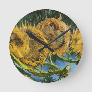 Reloj Redondo Mediano Cuatro girasoles cortados, Vincent van Gogh
