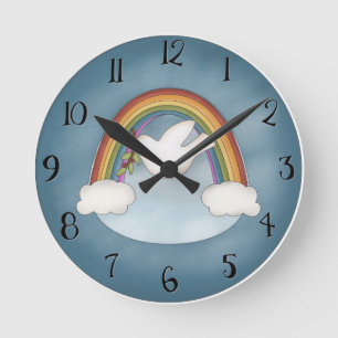 Reloj Redondo Mediano Cubierta de pared de la paloma del arcoiris
