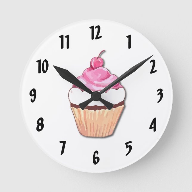 Reloj Redondo Mediano Cubierta rosa para pared (Anverso)