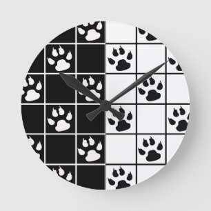 Reloj Redondo Mediano Cubo blanco negro de cristal de ventana retráctil