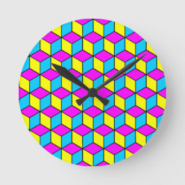 Reloj Redondo Mediano CUBO CMYK cubos famosos ilusión 2