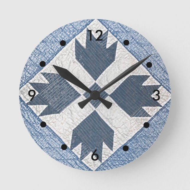 Reloj Redondo Mediano Cuello azul y blanco (Anverso)