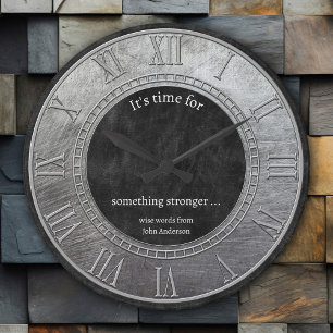 Reloj Redondo Mediano Cuero de imitación negro metálico plateado