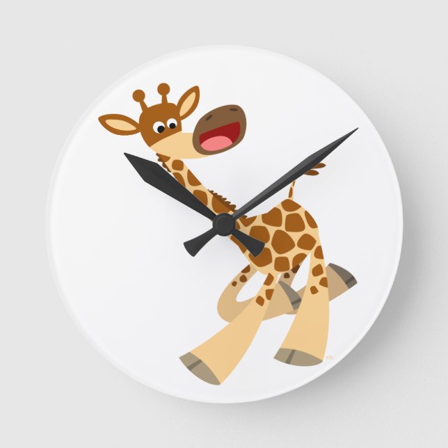 Reloj Redondo Mediano Cuidado Personalizado Ambling Giraffe Wall Clock (Anverso)