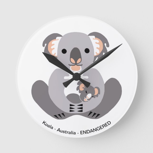 Reloj Redondo Mediano Cuidadosamente KOALA - Amante de los animales - an (Anverso)