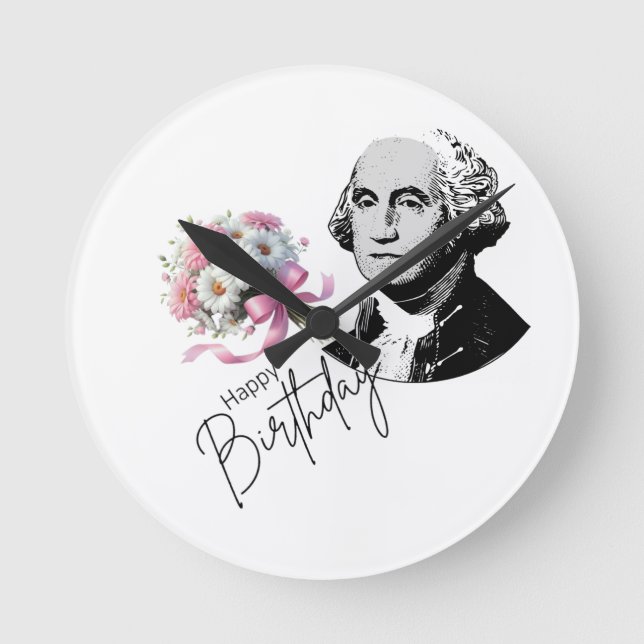 Reloj Redondo Mediano cumpleaños de George Washington (Anverso)