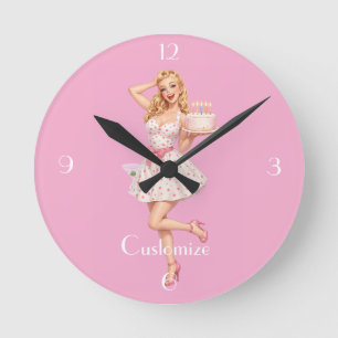 Reloj Redondo Mediano Cumpleaños Feliz Chica Fiesta Thunder_Cove 