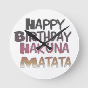 Reloj Redondo Mediano Cumpleaños Feliz Vintage Hakuna Matata Púrpura Ins