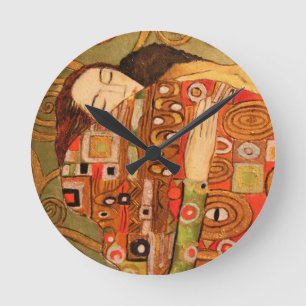 Reloj Redondo Mediano Cumplimiento  (El Abrazo) Arte de Gustav Klimt