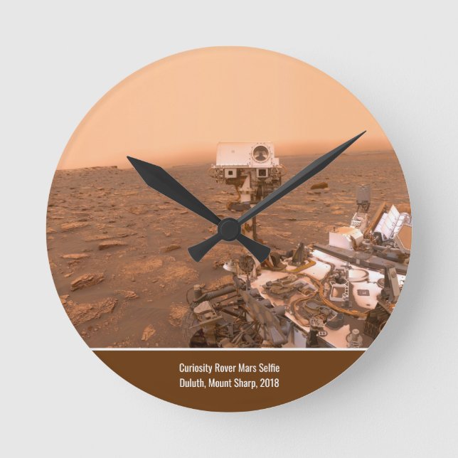 Reloj Redondo Mediano Curiosity Rover Mars Dusty Selfie at Mount Sharp (Anverso)