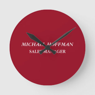 Reloj Redondo Mediano Cursiva clásica Minimalista de color rojo creativo