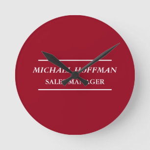 Reloj Redondo Mediano Cursiva clásica Minimalista de color rojo creativo
