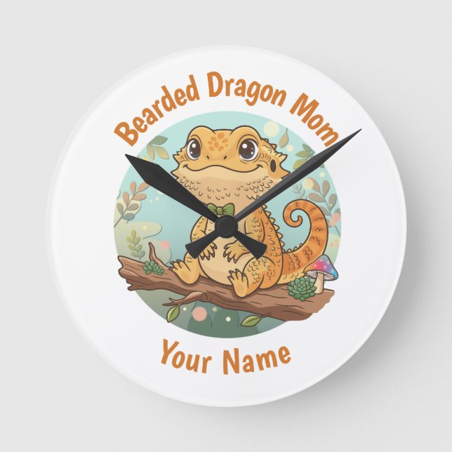 Reloj Redondo Mediano Custom Bearded Dragon Mom Wall Clock (Anverso)