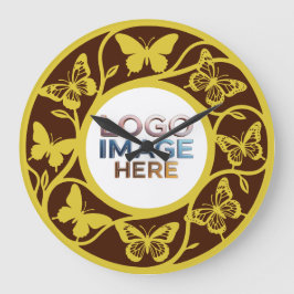 Reloj Redondo Mediano Custom Brown and Gold Butterfly Clock