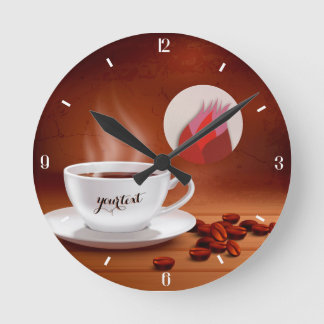 Reloj Redondo Mediano Custom Coffee Clock Cafe Wall Art Personalized