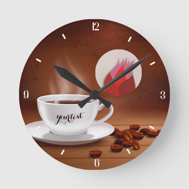 Reloj Redondo Mediano Custom Coffee Clock Cafe Wall Art Personalized (Anverso)