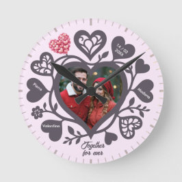 Reloj Redondo Mediano Custom Heart Photo Romantic Wall Clock