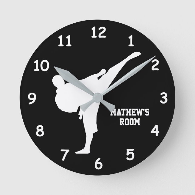 Reloj Redondo Mediano Custom kid's bedroom karate martial arts wall (Anverso)