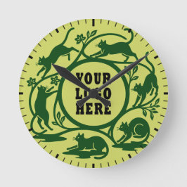 Reloj Redondo Mediano Custom Lime Green Playful Cat Clock