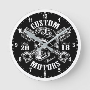 Reloj Redondo Mediano Custom Motorcycles