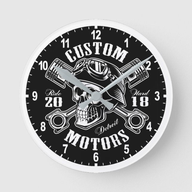 Reloj Redondo Mediano Custom Motorcycles (Anverso)