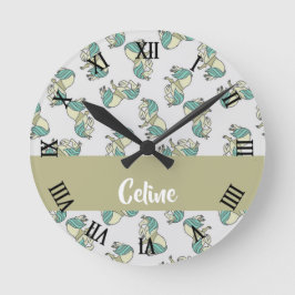 Reloj Redondo Mediano Custom name cute horses pattern